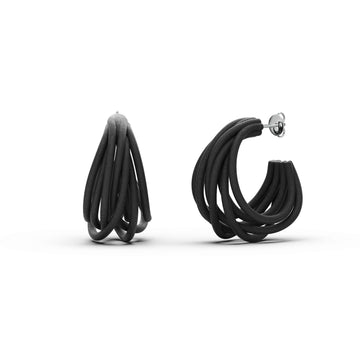 Anello e orecchini Arianna di Siño Milano, volumi traforati in stampa 3D