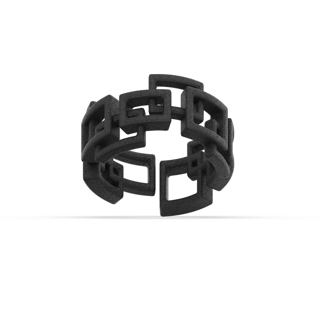 Anello Emily di Siño Milano, maglie quadrate incatenate in stampa 3D. 